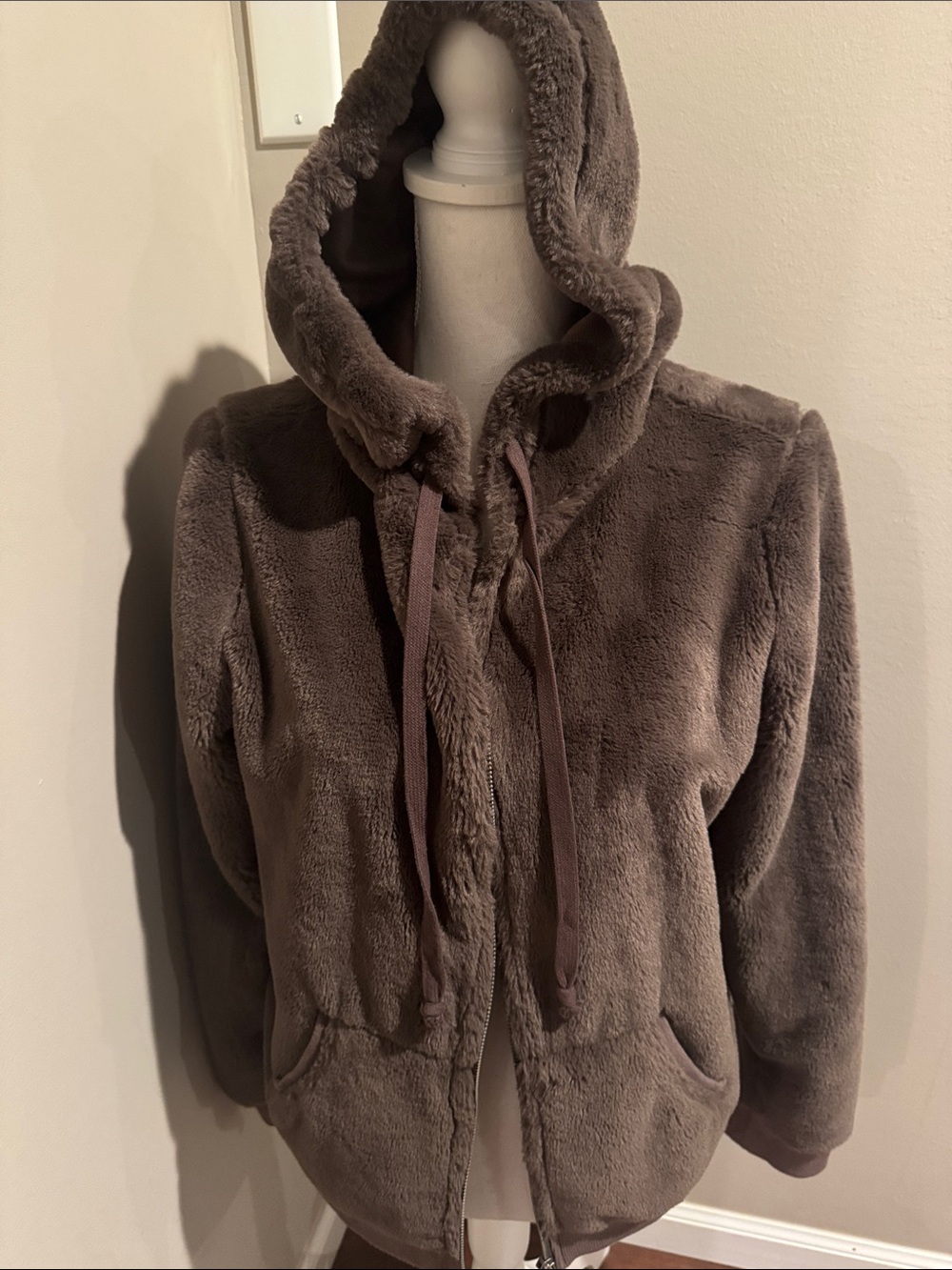 Others Follow Zip up hooded Teddy Jacket with Kangaroo pockets